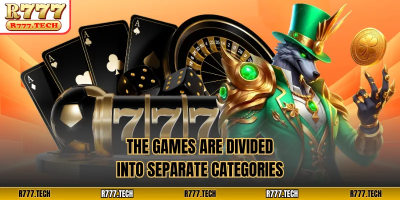The games are divided into separate categories